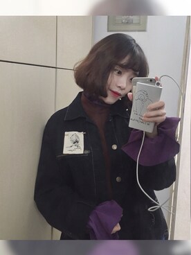 「アイテム（その他トップス、ブラウン系）」を使った、@1eeWJさん（レディース・160cm）の冬コーディネート