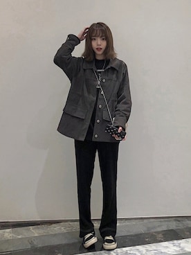 「thisisneverthat（ディスイズネバーザット）のアイテム（その他アウター）」を使った、@1eeWJさん（レディース・160cm）の冬コーディネート