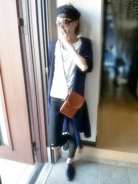 「GU（ジーユー）のアイテム（その他パンツ、ブラック系）」を使った、yumiさん（レディース・160cm）の秋コーディネート