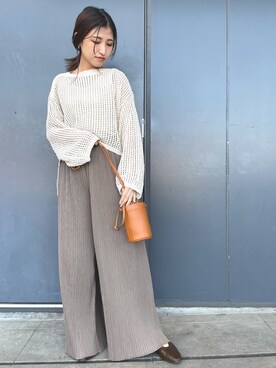 「KBF（ケイビーエフ）のバケットミニBAG（ショルダーバッグ）」を使った、omameさん（レディース・158cm）の春コーディネート