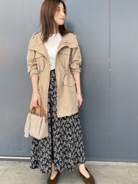 「URBAN RESEARCH DOORS（アーバンリサーチドアーズ）の小花柄ギャザーフレアスカート（スカート）」を使った、omameさん（レディース・158cm）の春コーディネート