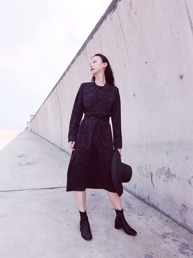 「symbolsのアイテム（ジャケット/アウター、ブラック系）」を使った、小朱马さん（レディース）の秋コーディネート
