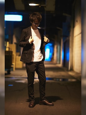 「撮影」｜「アイテム（スラックス）」を使った、tmoさん（メンズ・178cm）の冬コーディネート