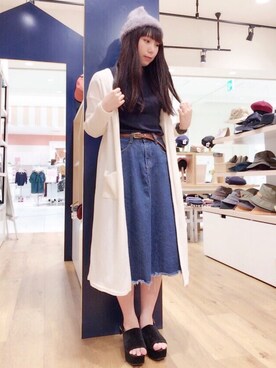 「14+（イチヨンプラス）のアイテム（ニットキャップ/ビーニー）」を使った、14+ くずはモール店 スタッフさん（レディース・160cm）の秋コーディネート