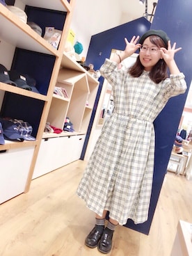 「no brand（ノーブランド）のアイテム（ワンピース/ドレス）」を使った、14+ くずはモール店 スタッフさん（レディース・160cm）の秋コーディネート