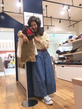 「14+（イチヨンプラス）のアイテム（帽子）」を使った、14+ くずはモール店 スタッフさん（レディース・155cm）の秋コーディネート