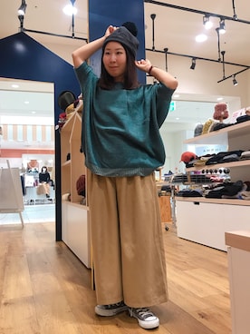 「Samansa Mos2 blue（サマンサモスモスブルー）のアイテム（パンツ）」を使った、14+ くずはモール店 スタッフさん（レディース・155cm）の秋コーディネート