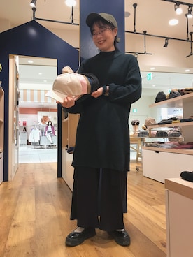「14+（イチヨンプラス）のアイテム（帽子）」を使った、14+ くずはモール店 スタッフさん（レディース・155cm）の春コーディネート