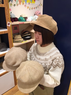 「アイテム（キャスケット）」を使った、14+ くずはモール店 スタッフさん（レディース・155cm・10代）の春コーディネート