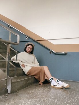 「FILA（フィラ）のアイテム（ハンチング/ベレー帽）」を使った、A.O.Fさん（レディース・160cm）の秋コーディネート