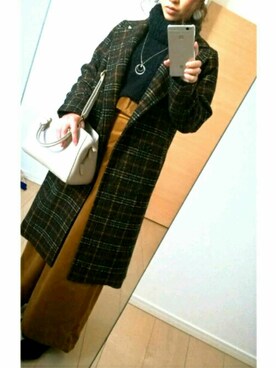 「ジーユーコーデ」｜「アイテム（チェスターコート）」を使った、GUjyo_erkさん（レディース・155cm）の冬コーディネート