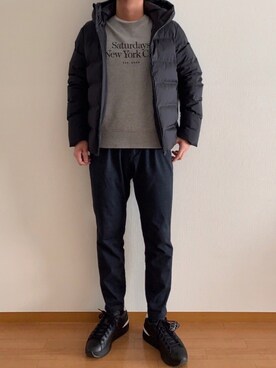「Saturdays NYC（サタデーズ ニューヨークシティ ）のアイテム（スウェット）」を使った、くま太郎【🐻】さん（メンズ・172cm）の冬コーディネート