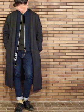 「ETHOSENS（エトセンス）のアイテム（ベルト）」を使った、Keitaさん（メンズ・175cm）の冬コーディネート