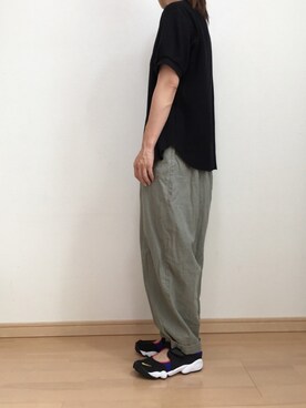 「UNIQLO（ユニクロ）のワッフルクルーネックT（5分袖）（Tシャツ/カットソー）」を使った、maco..さん（レディース・160cm）の夏コーディネート