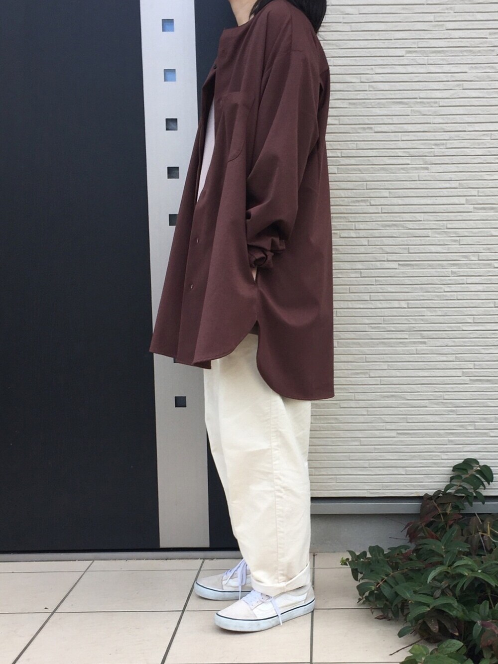 「秋色、パンツスタイル、プチプラ、シャツスタイル、着回しコーデ、ラクチンコーデ、ブラウン、カフェオレコーデ、シェフパンツ、コーデュロイ」｜「GUのアイテム（シャツ/ブラウス、ブラウン系）」を使った、maco..さん（レディース・160cm）の秋コーディネートの1枚目の写真