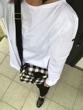 「BRADY（ブレディー）の【Brady】COLNE MINI GINGHAM CHECK（SEASONAL）（ショルダーバッグ、ブラック系）」を使った、A.さん（レディース・153cm）の秋コーディネート