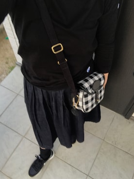 「ORCIVAL（オーシバル）のORCIVAL / オーシバル　ボートネックカットソー ソリッド 40/2 SOLID L/S #RC9224 ボートネックTシャツ（Tシャツ/カットソー、ブラック系）」を使った、A.さん（レディース・153cm）の秋コーディネート