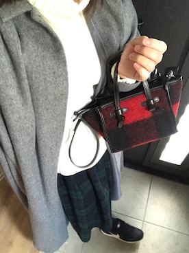 「mizuiroind（ミズイロインド）の【2020AW新作】mizuiro ind ステンカラーフレアコート（その他アウター、グレー系）」を使った、A.さん（レディース・153cm）の冬コーディネート