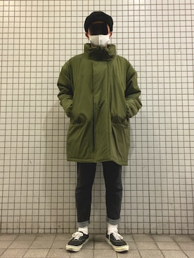 「ZIP FIVE（ジップファイブ）のアイテム（モッズコート）」を使った、タニさんさん（メンズ・169cm）の冬コーディネート