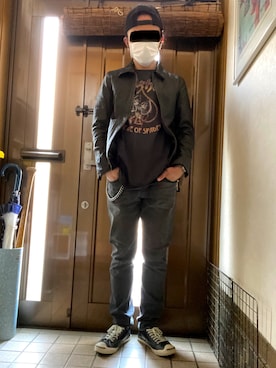 「H&M（エイチ・アンド・エム）のアイテム（Tシャツ/カットソー）」を使った、タニさんさん（メンズ・169cm）の春コーディネート