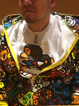 「A BATHING APE（アベイシングエイプ）のアイテム（Tシャツ/カットソー、ホワイト系）」を使った、暁〜不知火〜さん（メンズ・165cm）の春コーディネート