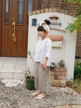 「SM2（エスエムツー）のアイテム（パンツ）」を使った、あいりさん（キッズ・120cm）の春コーディネート