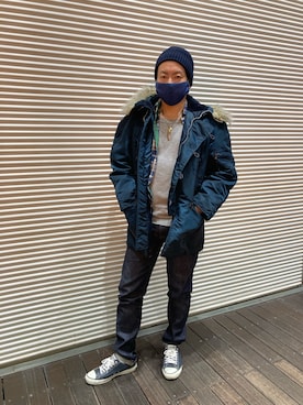 「原宿」｜「アイテム（財布/小物）」を使った、大森 和磨さん（メンズ・172cm）の冬コーディネート