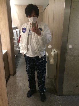 「原宿」｜「アイテム（MA-1）」を使った、大森 和磨さん（メンズ・172cm）の冬コーディネート