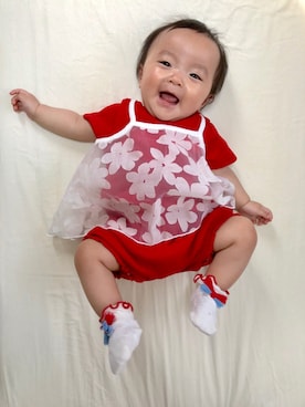 「Moujonjon（ムージョンジョン）のアイテム（レッグウェア）」を使った、きょさん（レディース・70cm）の春コーディネート