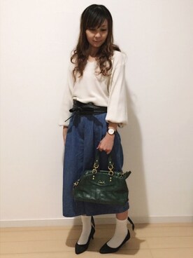 「Daniel Wellington（ダニエルウェリントン）の【Daniel Wellington】レザーバンド３６ＭＭ（アナログ腕時計）」を使った、SAYAKA.sさん（レディース・156cm）の春コーディネート