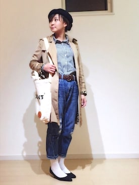 「ボーイフレンドデニム」｜「アイテム（トレンチコート）」を使った、SAYAKA.sさん（レディース・156cm）の春コーディネート