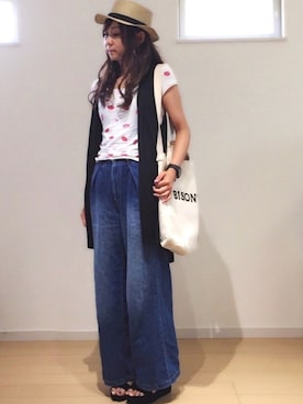 「ジレ」｜「アイテム（アンサンブル）」を使った、SAYAKA.sさん（レディース・156cm）の夏コーディネート