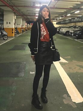 「PULL&BEAR（プルアンドベア）のアイテム（スカート）」を使った、Feniさん（レディース・158cm）の冬コーディネート