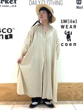 「インドコットン」｜「アイテム（帽子）」を使った、coen いしかわさん（レディース・151cm）の春コーディネート