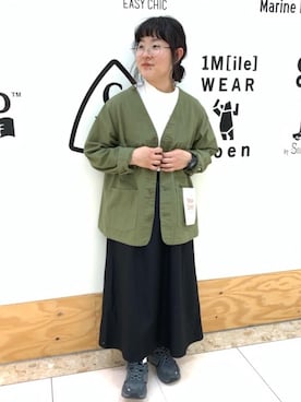 「ノーカラー」｜「アイテム（カバーオール）」を使った、coen いしかわさん（レディース・151cm）の冬コーディネート