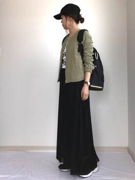 IKUmamaさんの「シフォンプリーツ・マキシ丈スカート」を使ったコーディネート