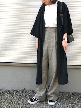 「グレンチェック」｜「アイテム（シャツワンピース）」を使った、IKUmamaさん（レディース・159cm）の秋コーディネート