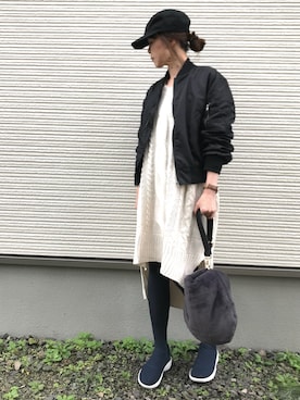 「オシャレウォーカー」｜「アイテム（MA-1）」を使った、IKUmamaさん（レディース・159cm）の秋コーディネート
