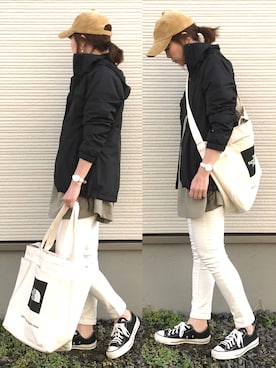 「ストリート服が好き」｜「アイテム（ナイロンジャケット）」を使った、IKUmamaさん（レディース・159cm）の秋コーディネート