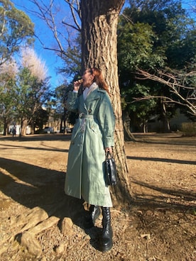 「ジーナシス」｜「アイテム（トレンチコート）」を使った、amiangelさん（レディース・164cm）の冬コーディネート