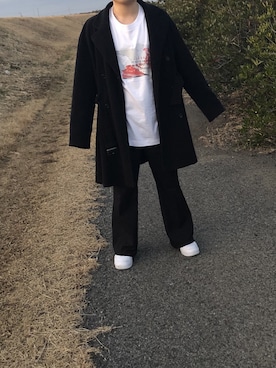 「Y's（ワイズ）のアイテム（ピーコート）」を使った、akiraさん（メンズ・165cm）の冬コーディネート