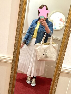 「GRL（グレイル）のアイテム（デニムジャケット）」を使った、かえるさん（レディース・162cm）の春コーディネート