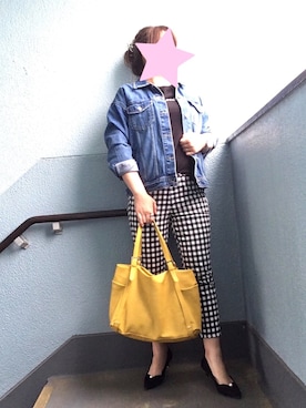 「GRL（グレイル）のアイテム（デニムジャケット）」を使った、かえるさん（レディース・162cm）の春コーディネート