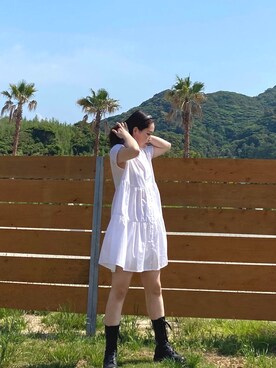 「海」｜「アイテム（シャツワンピース）」を使った、青空さん（レディース・166cm）の夏コーディネート
