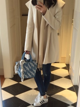 「寒い」｜「アイテム（財布/小物）」を使った、yuka⋆*✩⑅◡̈⃝*さん（レディース・162cm）の春コーディネート