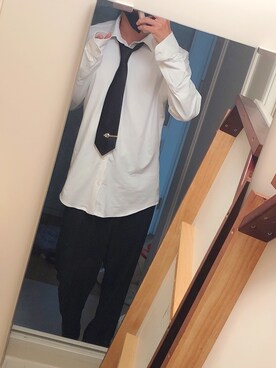 ネクタイピンを使った 白シャツ の人気ファッションコーディネート 季節 6月 8月 Wear