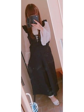 「RANDA」｜「アイテム（サロペット/オーバーオール）」を使った、おいもちゃんさん（レディース・150cm）の夏コーディネート