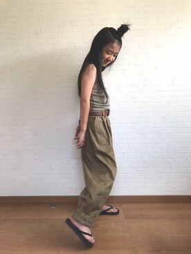 「devirock（デビロック）のアイテム（パンツ、ブラウン系）」を使った、nayu*さん（キッズ・140cm）の夏コーディネート