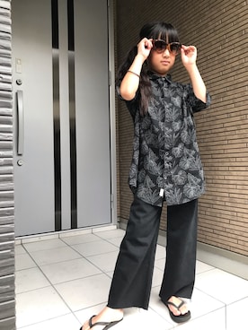 「ZARA（ザラ）のアイテム（シャツ/ブラウス、ブラック系）」を使った、nayu*さん（キッズ・140cm）の夏コーディネート