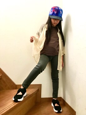 「ZARA（ザラ）のアイテム（デニムパンツ、グレー系）」を使った、nayu*さん（キッズ・140cm）の夏コーディネート